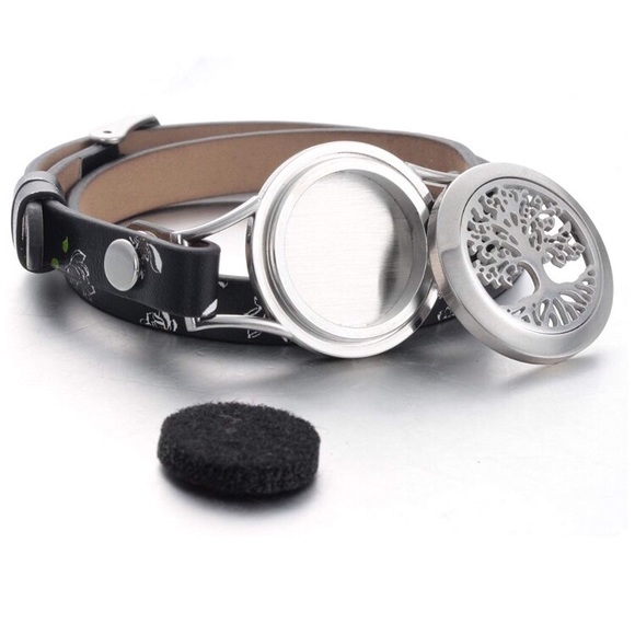 TREE OF LIFE Oil Diffuser locket leather bracelet - Picture 2 of 8